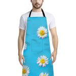 Glitch Daisy Flower Print Bib Apron With Pocket