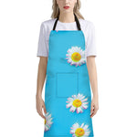 Glitch Daisy Flower Print Bib Apron With Pocket