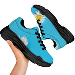 Glitch Daisy Flower Print Black Chunky Shoes