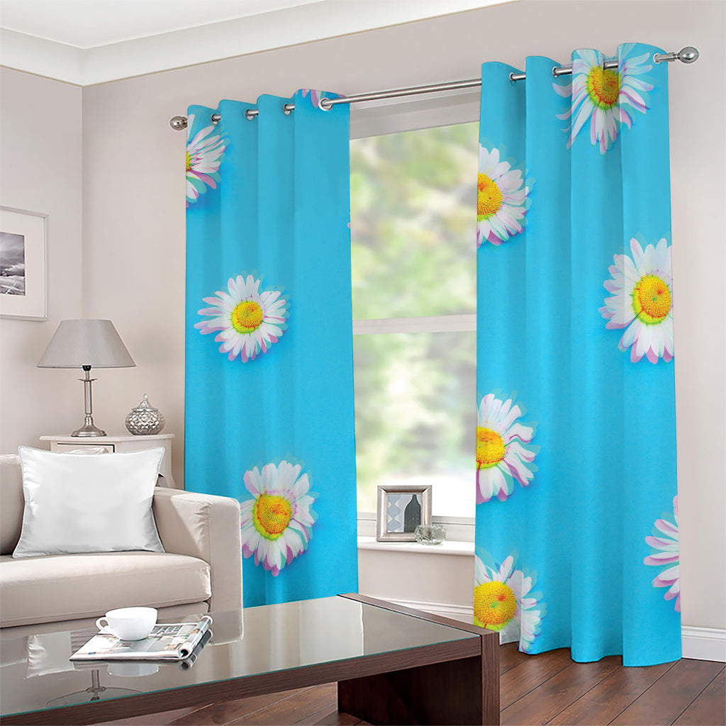 Glitch Daisy Flower Print Blackout Grommet Curtains