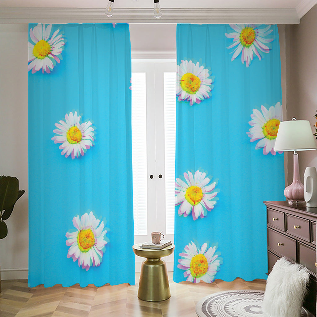 Glitch Daisy Flower Print Blackout Pencil Pleat Curtains