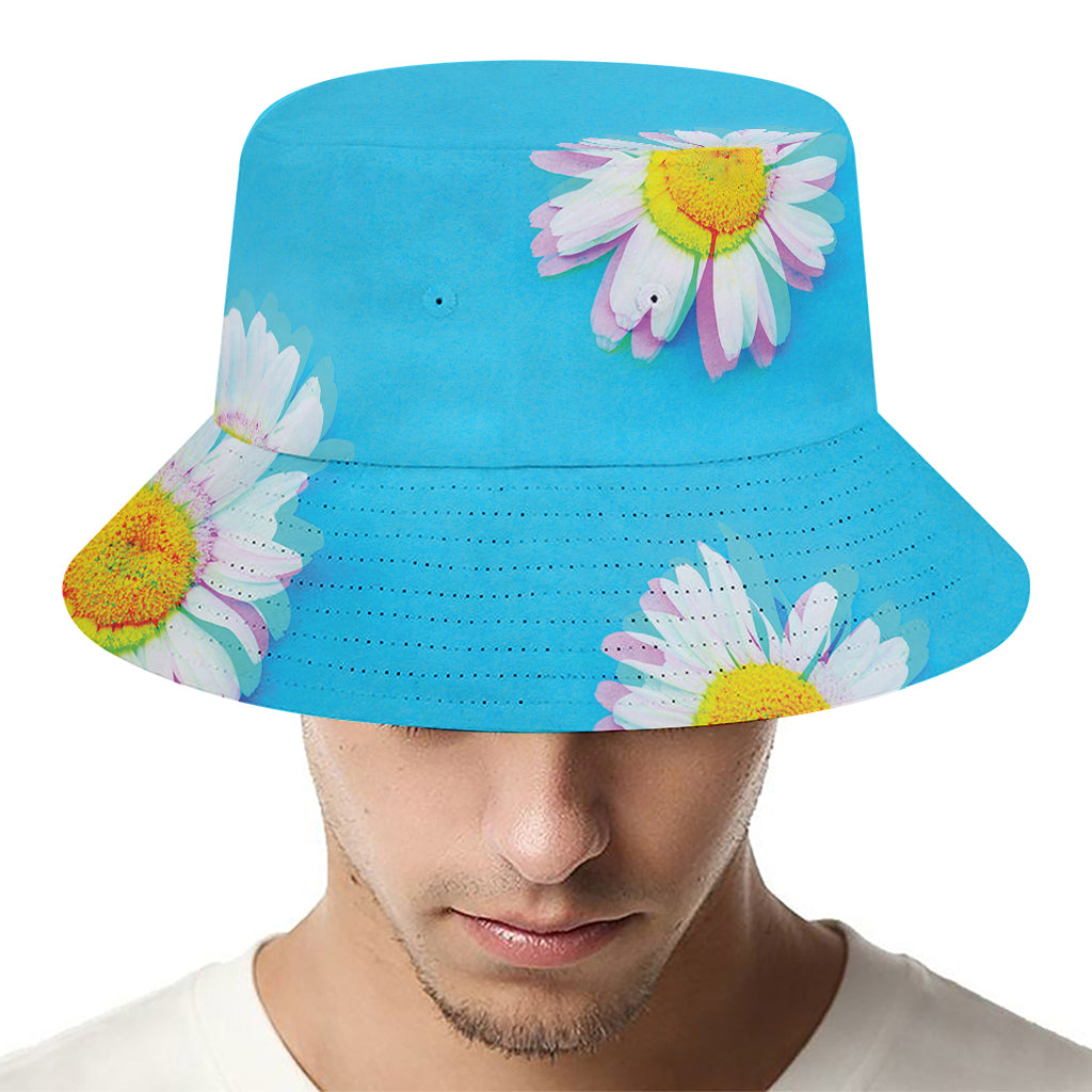 Glitch Daisy Flower Print Bucket Hat