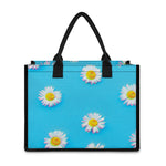 Glitch Daisy Flower Print Canvas Tote Bag