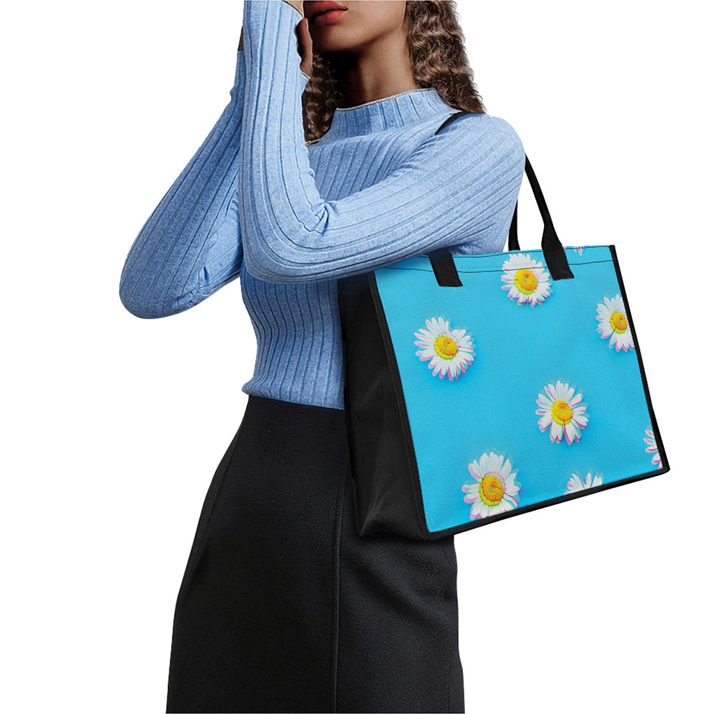 Glitch Daisy Flower Print Canvas Tote Bag