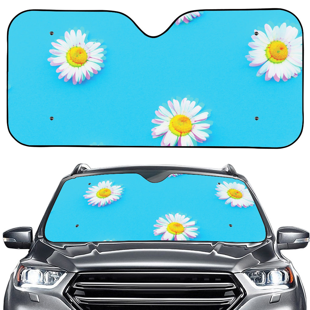 Glitch Daisy Flower Print Car Windshield Sun Shade