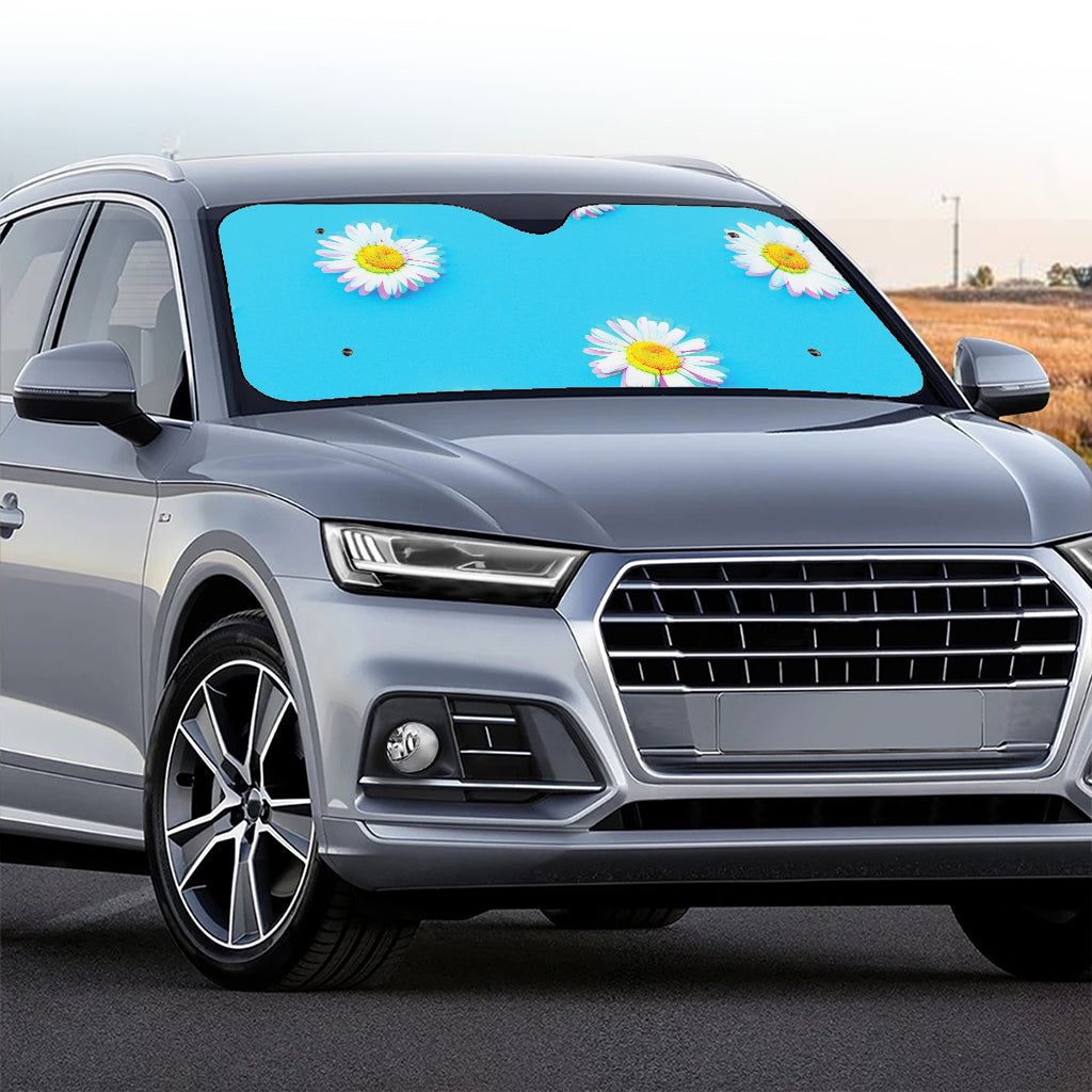 Glitch Daisy Flower Print Car Windshield Sun Shade