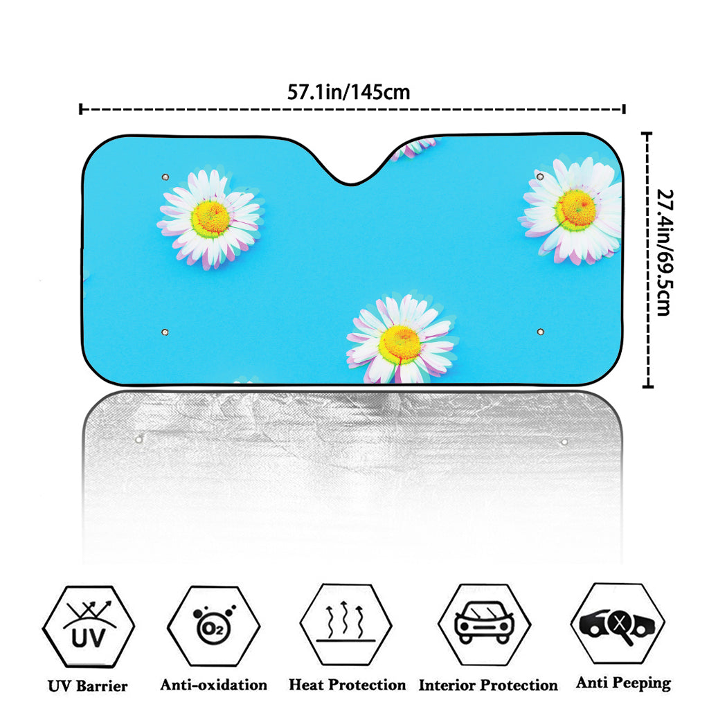 Glitch Daisy Flower Print Car Windshield Sun Shade