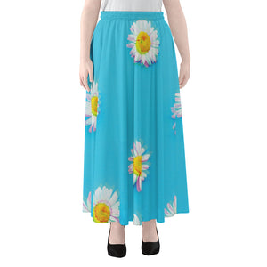 Glitch Daisy Flower Print Chiffon Maxi Skirt