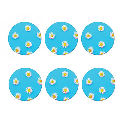 Glitch Daisy Flower Print Coaster Set