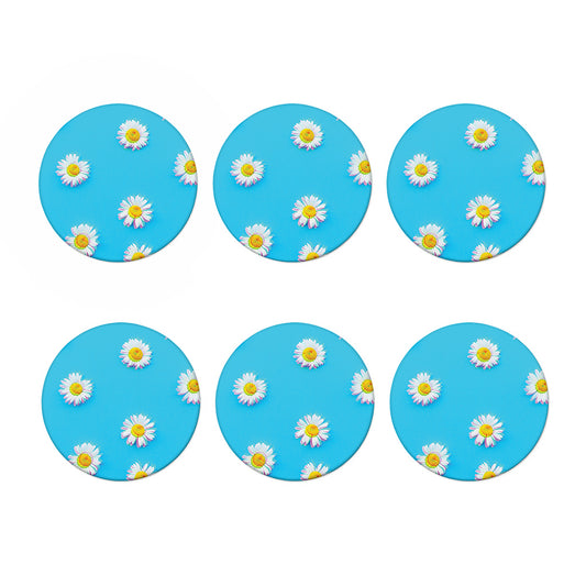 Glitch Daisy Flower Print Coaster Set