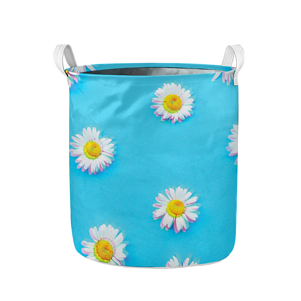 Glitch Daisy Flower Print Collapsible Laundry Basket