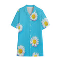 Glitch Daisy Flower Print Cotton Hawaiian Shirt