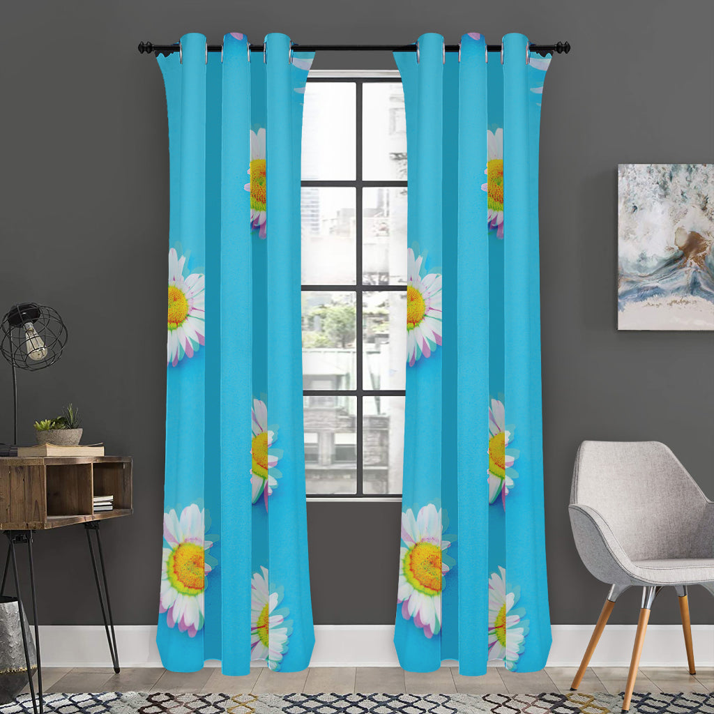 Glitch Daisy Flower Print Curtain