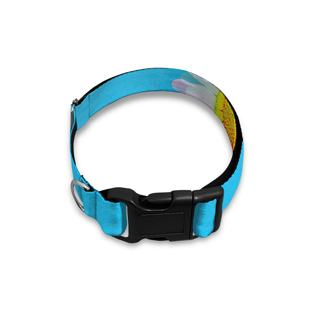Glitch Daisy Flower Print Dog Collar