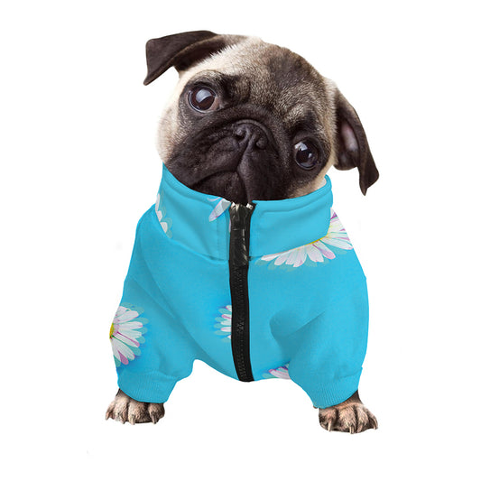 Glitch Daisy Flower Print Dog Zip Up Jacket