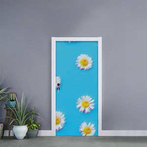 Glitch Daisy Flower Print Door Sticker