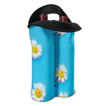 Glitch Daisy Flower Print Double Neoprene Wine Tote