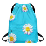 Glitch Daisy Flower Print Drawstring Backpack