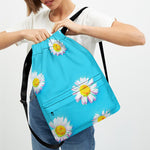 Glitch Daisy Flower Print Drawstring Backpack
