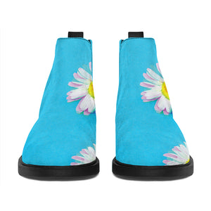 Glitch Daisy Flower Print Flat Ankle Boots