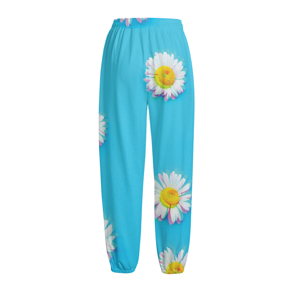 Glitch Daisy Flower Print Fleece Lined Knit Pants