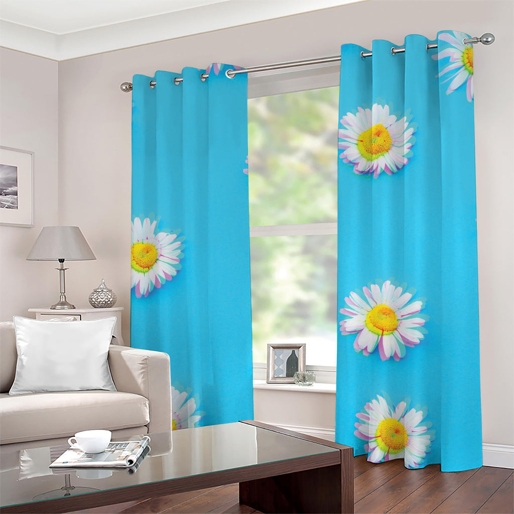 Glitch Daisy Flower Print Grommet Curtains