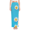 Glitch Daisy Flower Print High Slit Maxi Skirt