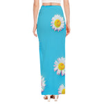 Glitch Daisy Flower Print High Slit Maxi Skirt