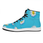 Glitch Daisy Flower Print High Top Leather Sneakers