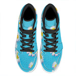 Glitch Daisy Flower Print High Top Leather Sneakers