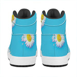 Glitch Daisy Flower Print High Top Leather Sneakers