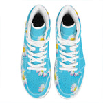Glitch Daisy Flower Print High Top Leather Sneakers