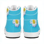 Glitch Daisy Flower Print High Top Leather Sneakers