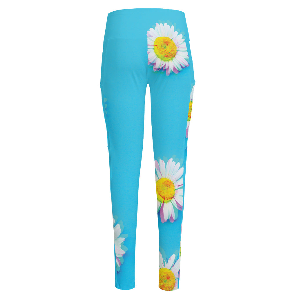 Glitch Daisy Flower Print High-Waisted Pocket Leggings