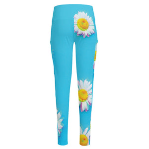 Glitch Daisy Flower Print High-Waisted Pocket Leggings