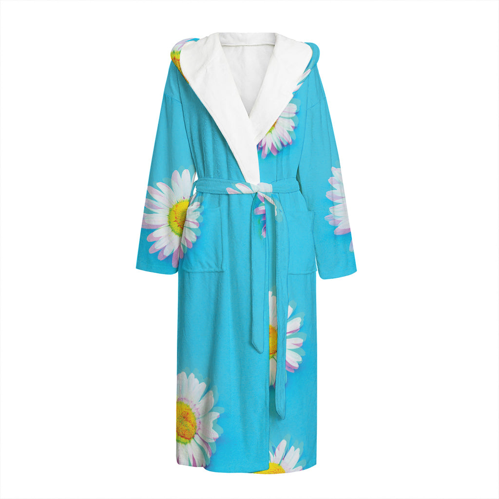 Glitch Daisy Flower Print Hooded Bathrobe