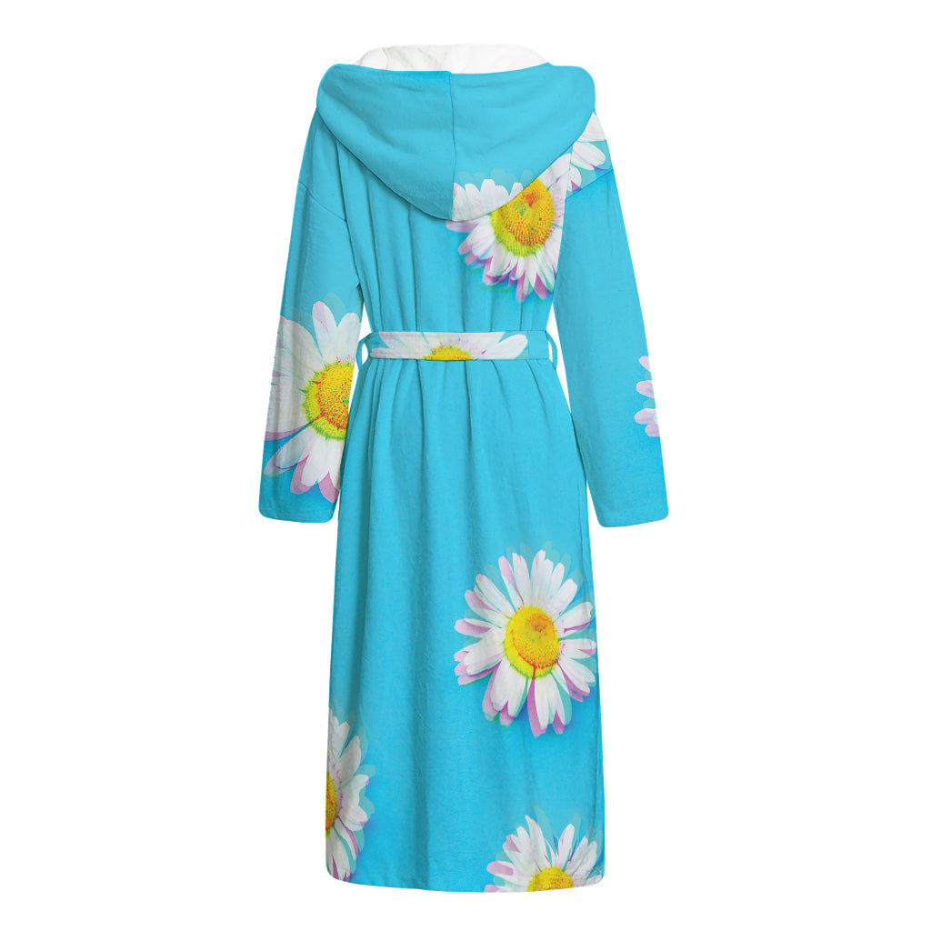 Glitch Daisy Flower Print Hooded Bathrobe