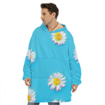 Glitch Daisy Flower Print Hoodie Blanket