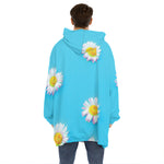 Glitch Daisy Flower Print Hoodie Blanket