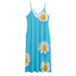 Glitch Daisy Flower Print Jersey Midi Cami Dress