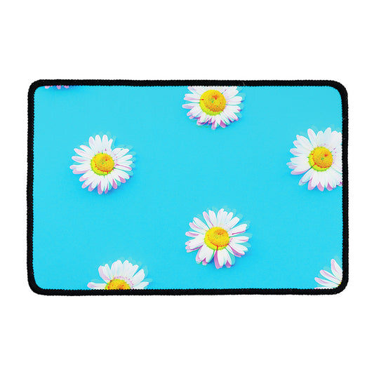 Glitch Daisy Flower Print Kitchen Mat