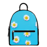 Glitch Daisy Flower Print Leather Backpack