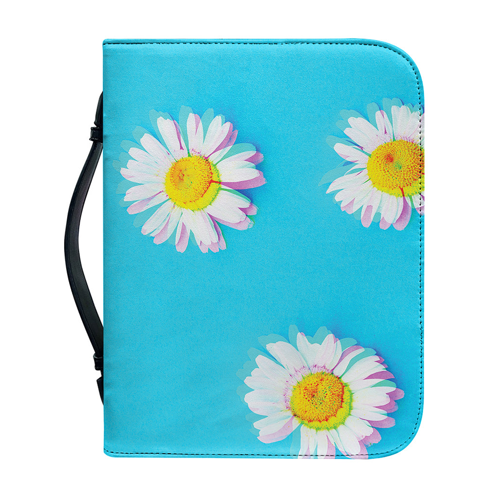 Glitch Daisy Flower Print Leather Bible Cover