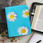 Glitch Daisy Flower Print Leather Bible Cover