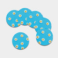 Glitch Daisy Flower Print Leather Coaster Set