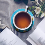 Glitch Daisy Flower Print Leather Coaster Set