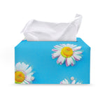 Glitch Daisy Flower Print Leather Tissue Box Cover