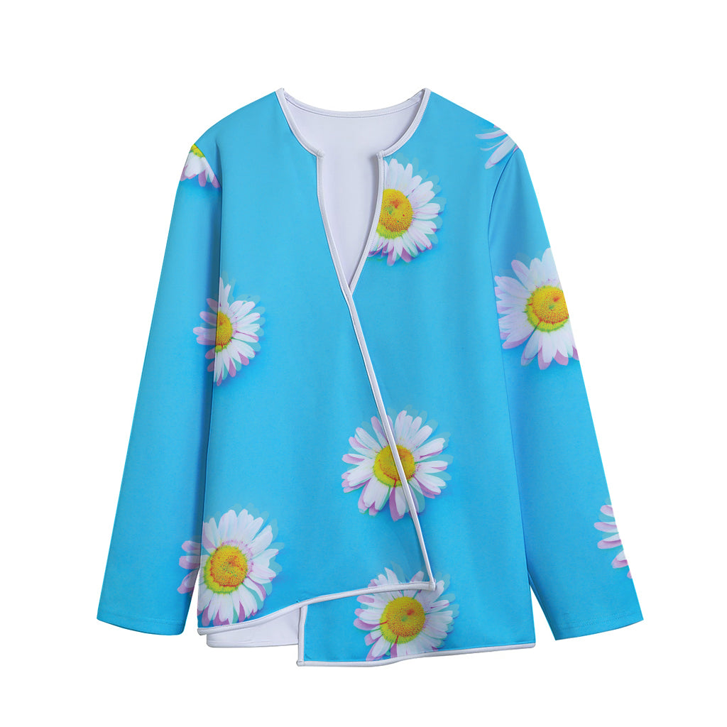 Glitch Daisy Flower Print Long Sleeve Short Coat