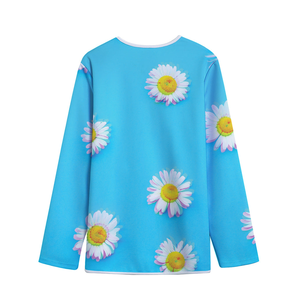 Glitch Daisy Flower Print Long Sleeve Short Coat