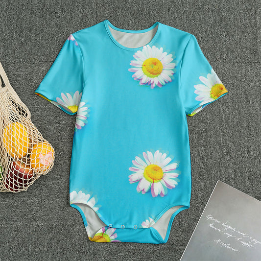 Glitch Daisy Flower Print Men's Bodysuit